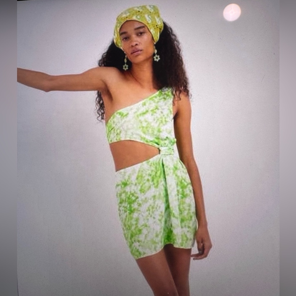 NWT For Love and Lemons Green & White Mini Dress Size XS